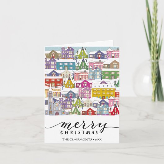ブラックスクリプモダント冬のメリー町ミニマリスト シーズンカード (正面)