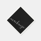 ブラックスクリプモダント名パーソナライズされたパーティー スタンダードカクテルナプキン (角)