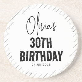 ブラックスクリプモダント30th誕生日シック&ミニマリス コースター