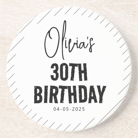 ブラックスクリプモダント30th誕生日シック&ミニマリス コースター (正面)