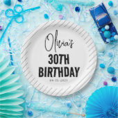 ブラックスクリプモダント30th誕生日シック&ミニマリス ペーパープレート (パーティー)