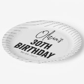 ブラックスクリプモダント30th誕生日シック&ミニマリス ペーパープレート (アングル)