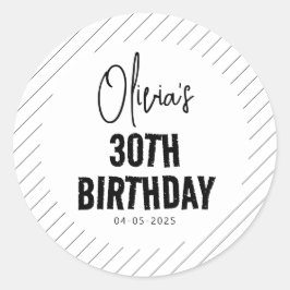 ブラックスクリプモダント30th誕生日シック&ミニマリス ラウンドシール