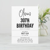 ブラックスクリプモダント30th誕生日シック&ミニマリス 招待状 (スタンド正面)