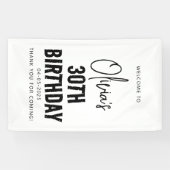 ブラックスクリプモダント30th誕生日シック&ミニマリス 横断幕 (横)