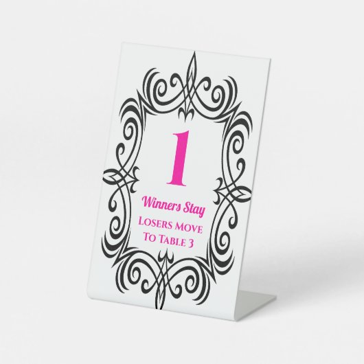 ブラックスクロエレガントールバンコテーブル1枚カード 台座サイン (正面)