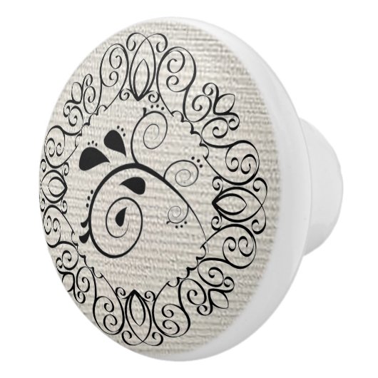 ブラックスクロールセラミックノブ/プル セラミックノブ (右)