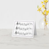 ブラックスクロール音楽スタッフのホワイトノートカード カード (黄色い花)