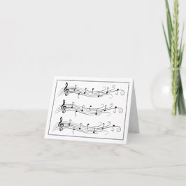 ブラックスクロール音楽スタッフのホワイトノートカード カード