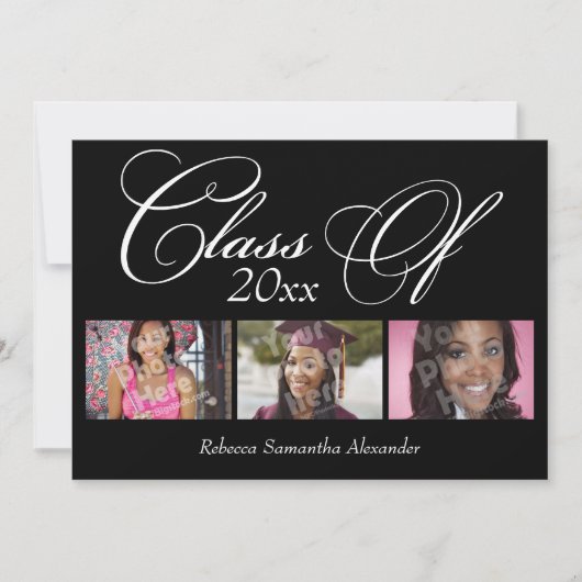 ブラックスク渦巻形のリプト3-Photo卒業 招待状 (正面)