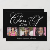 ブラックスク渦巻形のリプト3-Photo卒業 招待状 (正面/裏面)