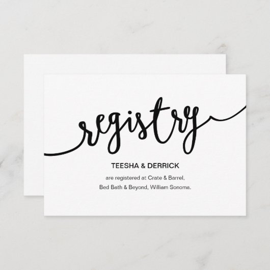 ブラックスク素朴リプト、の結婚レジストリ エンクロージャーカード (正面/裏面)