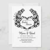 ブラックスケルトンハンドハートブライダルシャワー 招待状 (正面)