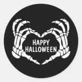 ブラックスケルトンハートハンドハッピーハローウィン ラウンドシール (正面)