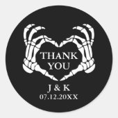 ブラックスケルトンハートTil Death'結婚s Thank You ラウンドシール (正面)