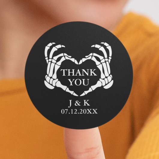 ブラックスケルトンハートTil Death'結婚s Thank You ラウンドシール