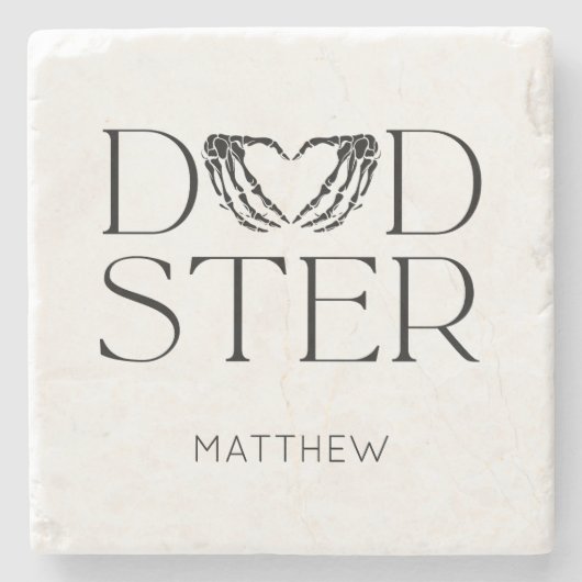 ブラックスケルトンモダン怖いダッドスターハロウィーンパパ ストーンコースター (正面)