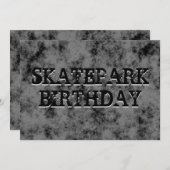 ブラックスケートパーク10代のボーイバースデーパーティー 招待状 (正面/裏面)