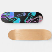 ブラックスケートボードデッキでクラゲ群 スケートボード (横)