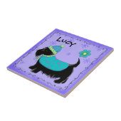 ブラックスコッチテリア犬の名前パーソナライズされた紫 タイル (側面)