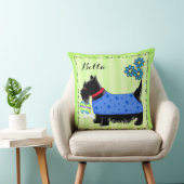 ブラックスコッツティテリア犬の名前パーソナライズされた緑 クッション (椅子)