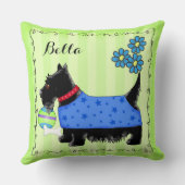 ブラックスコッツティテリア犬の名前パーソナライズされた緑 クッション (裏面)