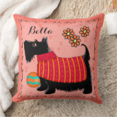 ブラックスコッツティテリア犬の名前パーソナライズされた赤 クッション (ブランケット)