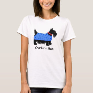 ブラックスコッツティテリア犬の青パーソナライズされた名 Tシャツ