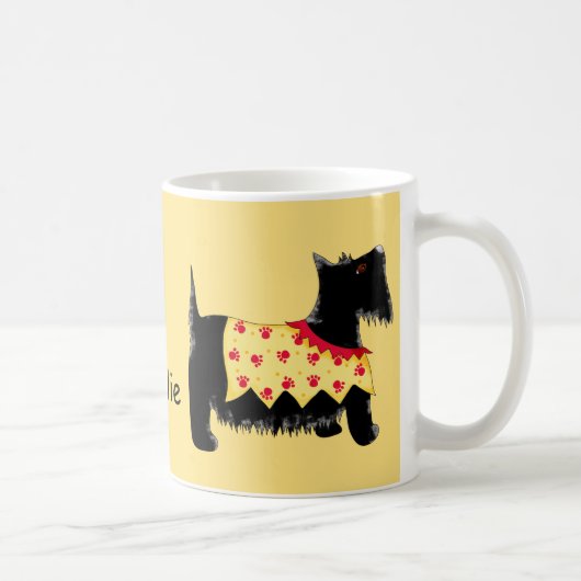 ブラックスコッツティテリア犬の黄色の名パーソナライズされた前 コーヒーマグカップ (右)