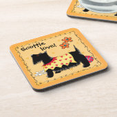 ブラックスコッツティテリア犬ラブイエロパーソナライズされたー コースター (左側)