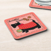 ブラックスコッツティテリア犬ラブグパーソナライズされたリーン コースター (左側)