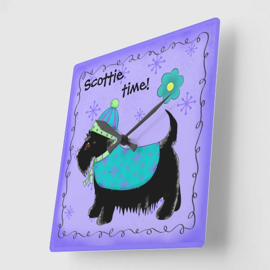 ブラックスコットタイムドグラベパーソナライズされたンダー スクエア壁時計 (傾斜)