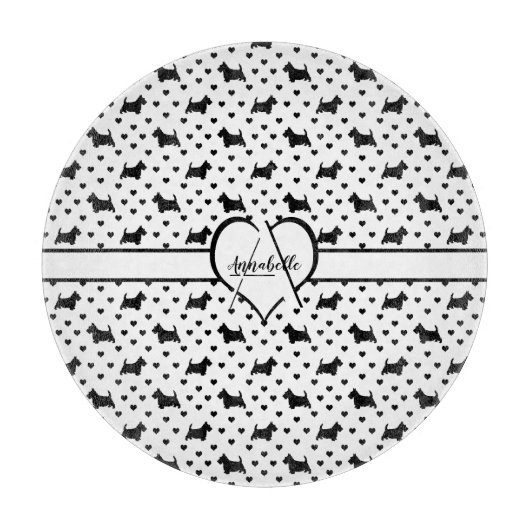 ブラックスコットランドテリア（スコットドッグ） – 白 カッティングボード (正面)