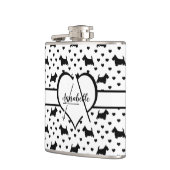 ブラックスコットランドテリア（スコットドッグ） – 白 フラスク (左)