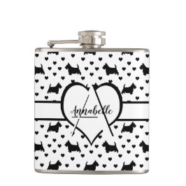 ブラックスコットランドテリア（スコットドッグ） – 白 フラスク