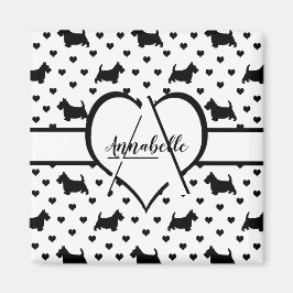 ブラックスコットランドテリア（スコットドッグ） – 白 マグネット