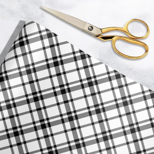 ブラックスコティッシュタータンチェックプレイドホリデー ラッピングペーパー