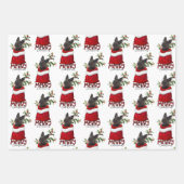 ブラックスコティッシュテリアインホリデー抱き枕 ラッピングペーパーシート (正面)