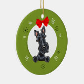 ブラックスコティッシュテリアクリスマスクラシック セラミックオーナメント (右)