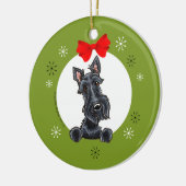 ブラックスコティッシュテリアクリスマスクラシック セラミックオーナメント (左)
