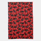 ブラックスコティッシュテリアポーズとボーン キッチンタオル (縦)