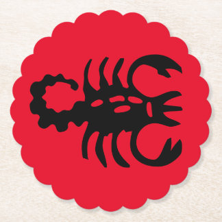 ブラックスコーピオンオンレッドスティングデザイン蠍座〔占星術の〕十二宮図 ペーパーコースター