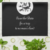 ブラックスコーピオンシルエットモノグラムフォト キッチンタオル (折り畳み)