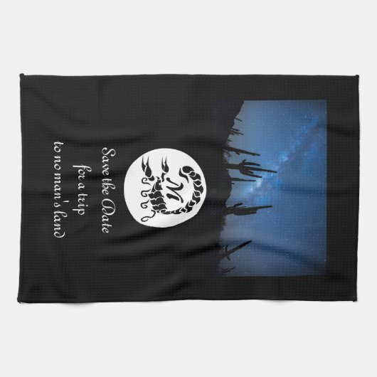 ブラックスコーピオンシルエットモノグラムフォト キッチンタオル (横)