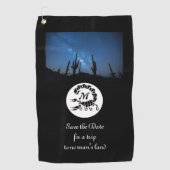 ブラックスコーピオンシルエットモノグラムフォト ゴルフタオル (正面)