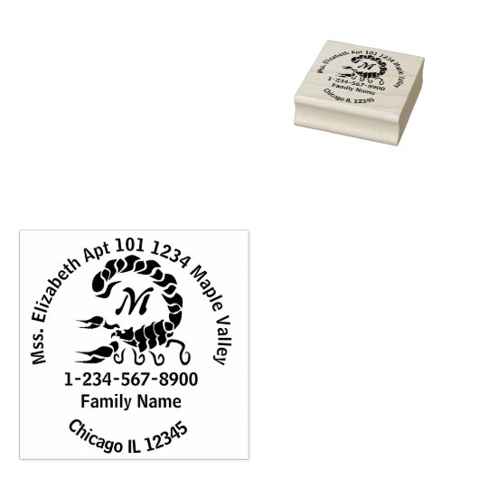 ブラックスコーピオンホームまたはビジネス連絡情報 ラバースタンプ (押印)