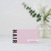 ブラックスタイリッシュおよびピンクの美容師名刺 名刺 (スタンド正面)