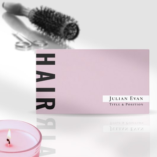ブラックスタイリッシュおよびピンクの美容師名刺 名刺