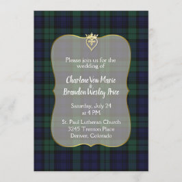 ブラックスタイリッシュウォッチタータンチェック結婚式招待状 招待状