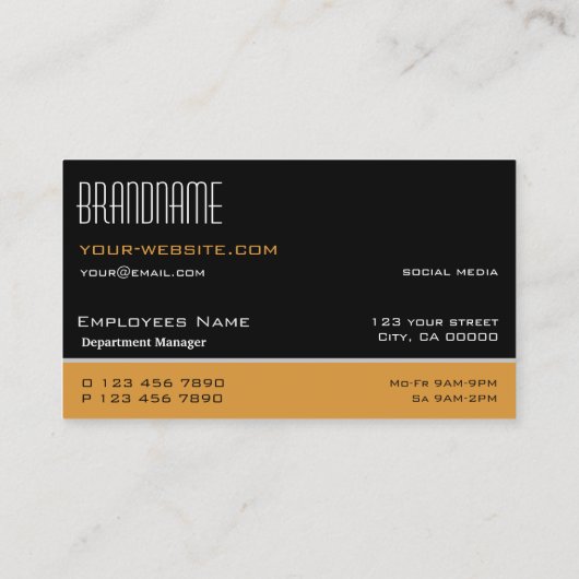 ブラックスタイリッシュオレンシンプルジプロフェッショナル 名刺 (裏面)